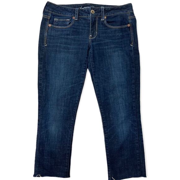 American Eagle Skinny Kick crop Jeans women's stretch size 6 sequin pockets - Picture 1 of 7